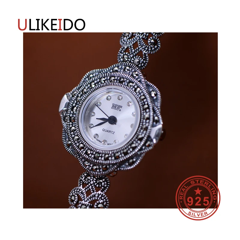 

100% Pure 925 Sterling Silver Watch Men Fashion Hand Chain For Women Thai Silver Jewelry Charm Bracelet Homme 1504