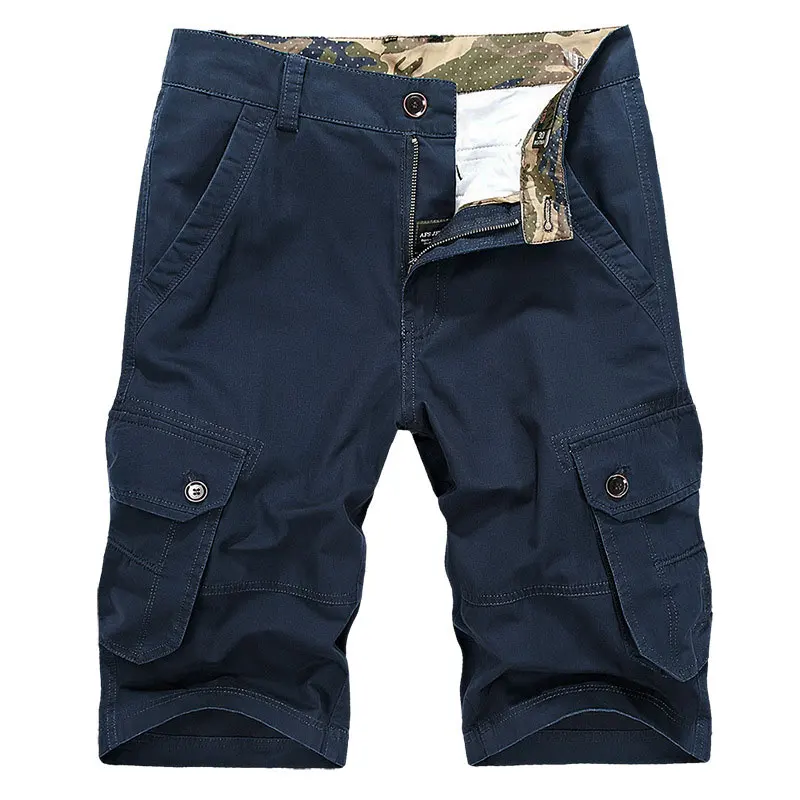Ретро брендовая одежда плюс размер шорты хлопковые летние мужские армейские Карго повседневные шорты с карманами короткие Брюки Панталоны - Цвет: deep blue shorts