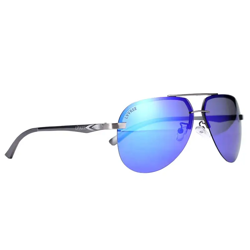 

lvvkee luxury Aluminum Polarized sunglasses Men 2018 uv400 high quality Women Rimless sun glasses pilot Mirror 62mm Choose box