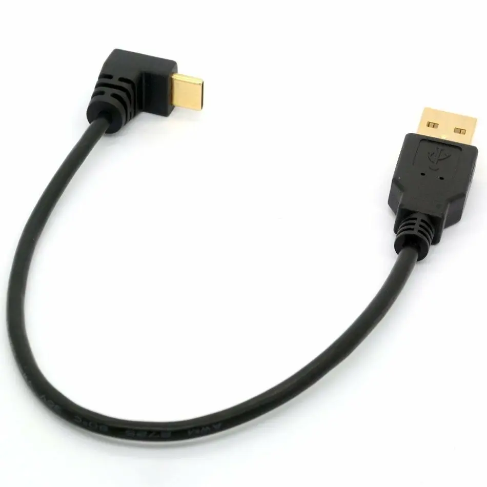 Позолоченные угол USB2.0(Тип) Мужчина к USB3.1(Тип-C) поднимающихся вверх& возрастом от 90 градусов угол usb-кабель для передачи данных(синхронизации) и зарядки& зарядный кабель Разъем