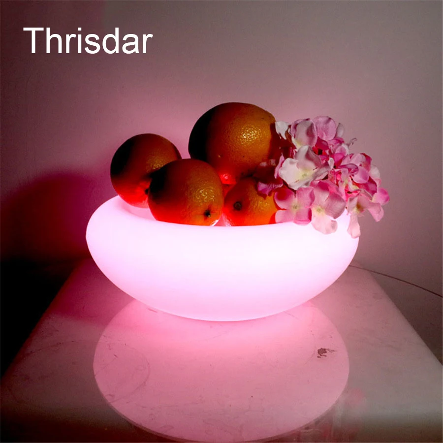 

Thrisdar RGB Rechargeable Led illuminated Fruit Plate LED Furniture Bar KTV Serving Tray Fruit Dish + 24Key Remote Controller