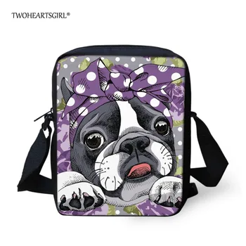 

Twoheartsgirl Kawaii Women Messenger Bags 3d Printing Boston Terrier Crossbody Bags Mini Girls Shoulder Bag Handbag Polyester