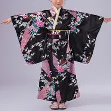 Черный Дети юката Оби Винтаж японский гриль кимоно дети юката хаори платье традиционные японские кимоно