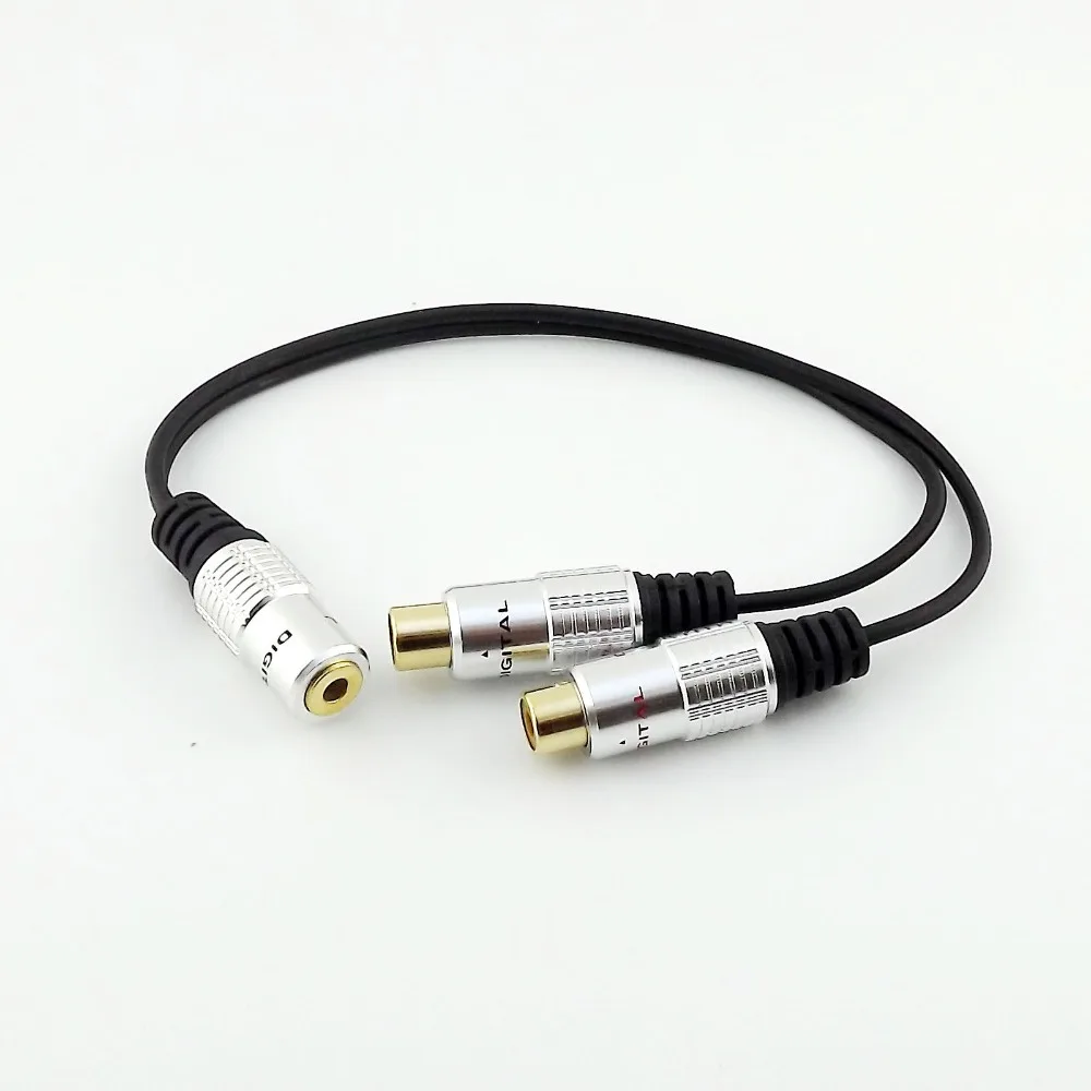 1 Pz 3.5Mm 1/8 "Mini Stereo Femmina A 2 Rca Femmina Jack Audio Adattatore Del Cavo Del Divisore 25 Cm