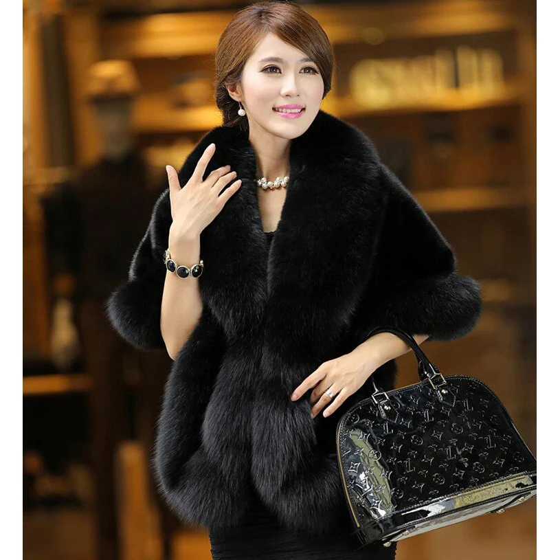 New Style Faux Fur Formal Dress Bride Cape Cloak Autumn Winter Women ...