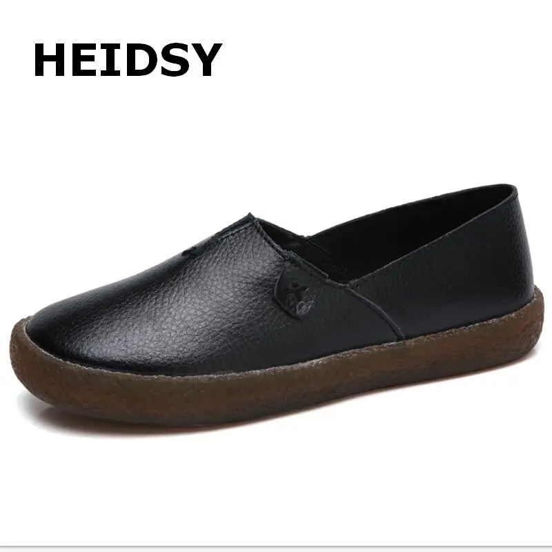 

Heidsy Large Size Women Flats Cow Split Leather Women Shoes Loafers Driving Shoes Spring Summer Flat Women Casual Shoes