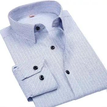 

2019 New Men Striped Dress Shirt Formal Fashion Long Sleeve Brand Business Men Casual Shirt Camisa Masculina Plus Size 5XL 6XL