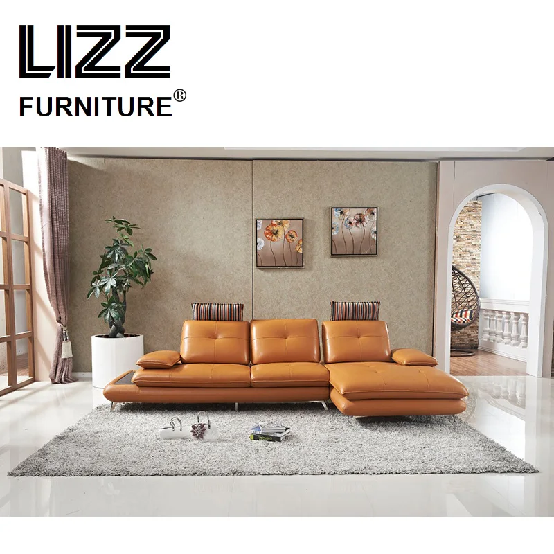 Современная мебель угловой диван стул отдыха из натуральной кожи Divani Mobler с регулируемую спинку