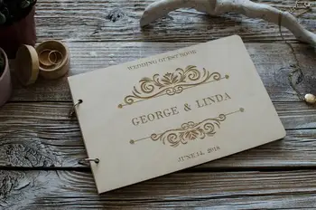 

Wedding, Husband and Wife wedding guest book Wooden Engraved Wedding Guest Book, Personalized Custom Guest Book for