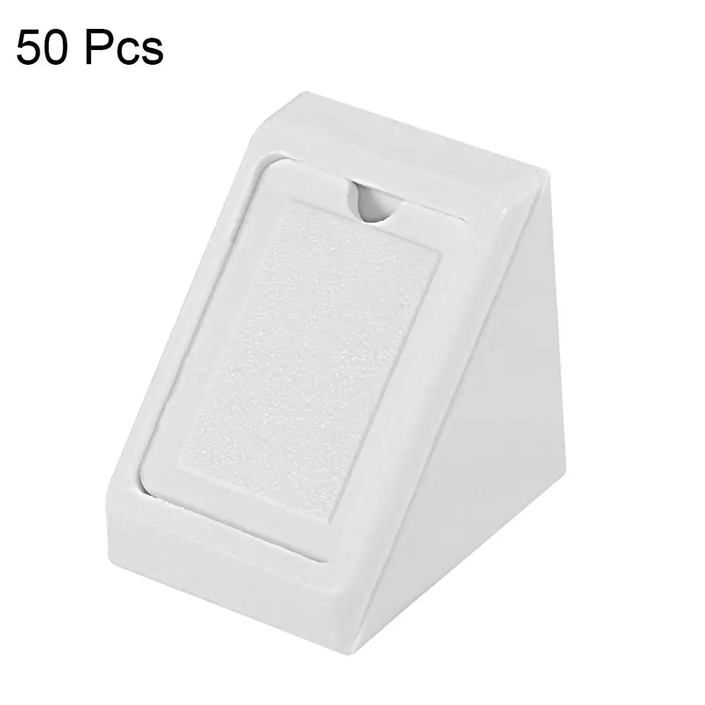 Uxcell 50 pc/100 pcs 20x20x17.5mm Angolo di Plastica Dei Ganci Mensola Porta Dell'armadio 90 Gradi 2 fori Angolo Staffa w Tappo di Copertura Nero Bianco