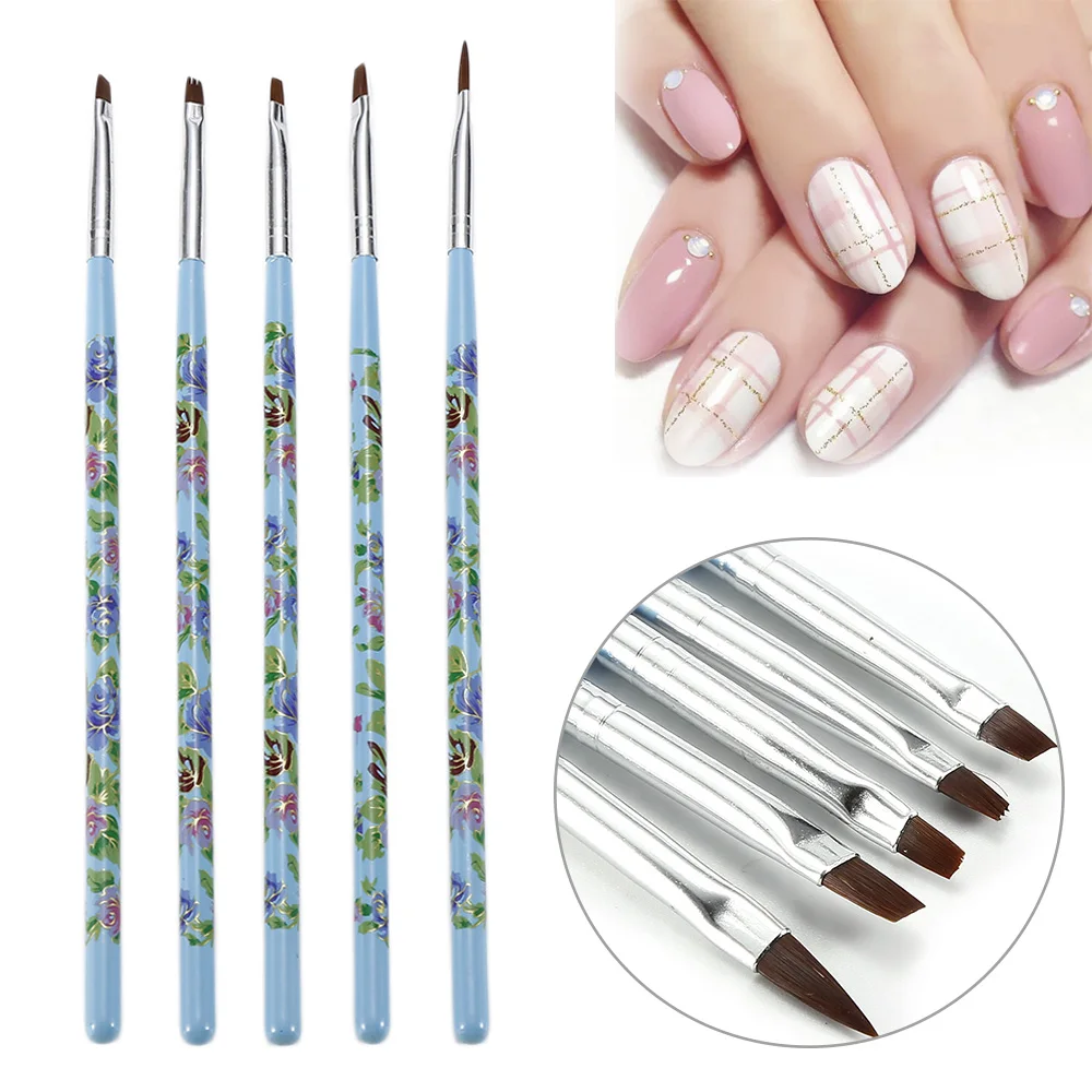 

ELECOOL 5pcs Nail brushes UV Gel 3D Painting Pen Double Head Sculpture Building Flower Image Drawing Brushes Manicure Tools