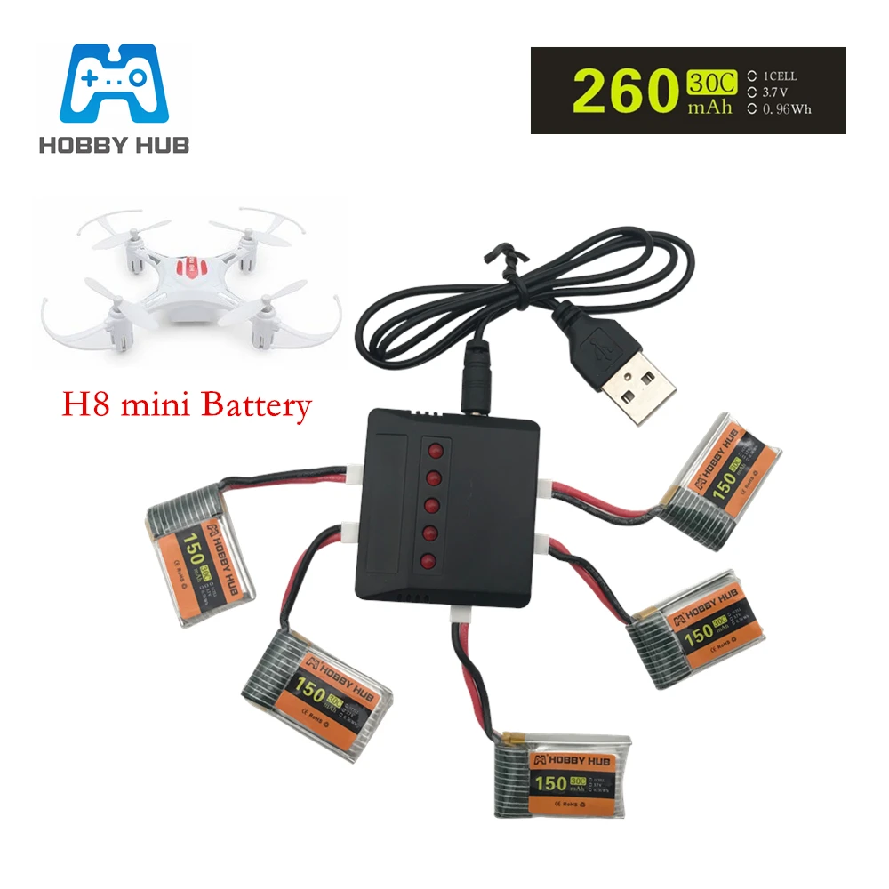 Батарея для H8 Mini 3 7 V 260mAh Lipo батарея с 5Iin1 зарядное устройство Eachine Для RC Quadcopter Drone