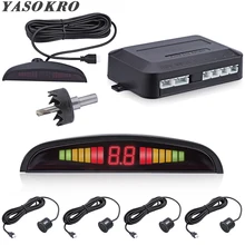 Parktronic carro Kit De Sensor De Estacionamento Com Sensores 4 Backlight Display LED Reversa Sistema de Backup Radar Monitor Detector 12 v 6 cores