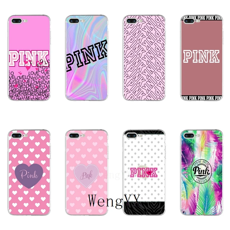 

girly fashion vs secret pink Slim silicone Soft phone case For iPhone X 8 8plus 7 7plus 6 6s plus 5 5s 5c SE 4 4s