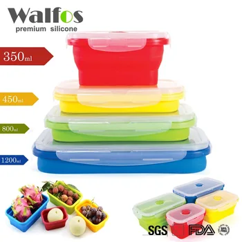 

WALFOS 2017 New Silicone Collapsible Portable Bowl Bento Boxes Folding Food Storage Container