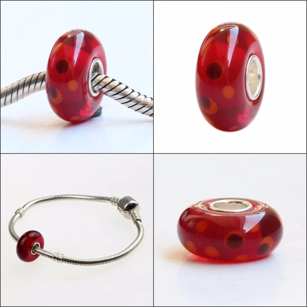 925 Sterling Silver Bead Charm With Glass Charms Compatible Fit Troll European Brand  DIY Bracelet Jewelry Gift For Woman (13)