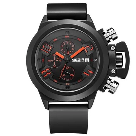 Relogio Masculino Megir люксовый бренд Мужские наручные часы черный силиконовый модный стиль Хронограф Спортивные кварцевые часы мужские белые - Цвет: black