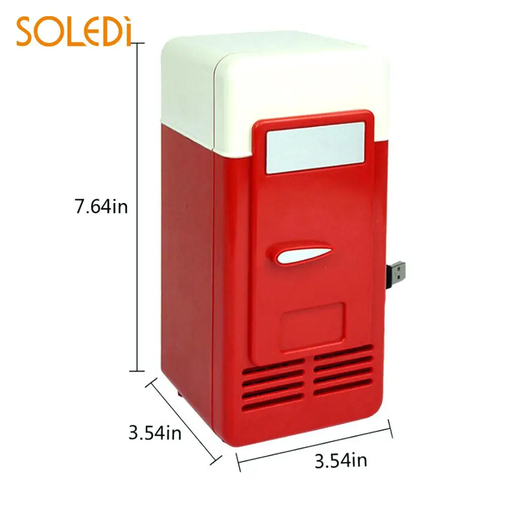 SOLEDI Mini Refrigerator Bar Black Red Durable Desktop Plastic USB Mini