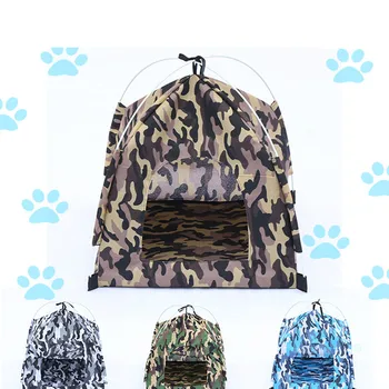 

2019 new creative cool breathable mat for pet puppy camouflage dog pet tents portable house cage outdoor pet bed supplies