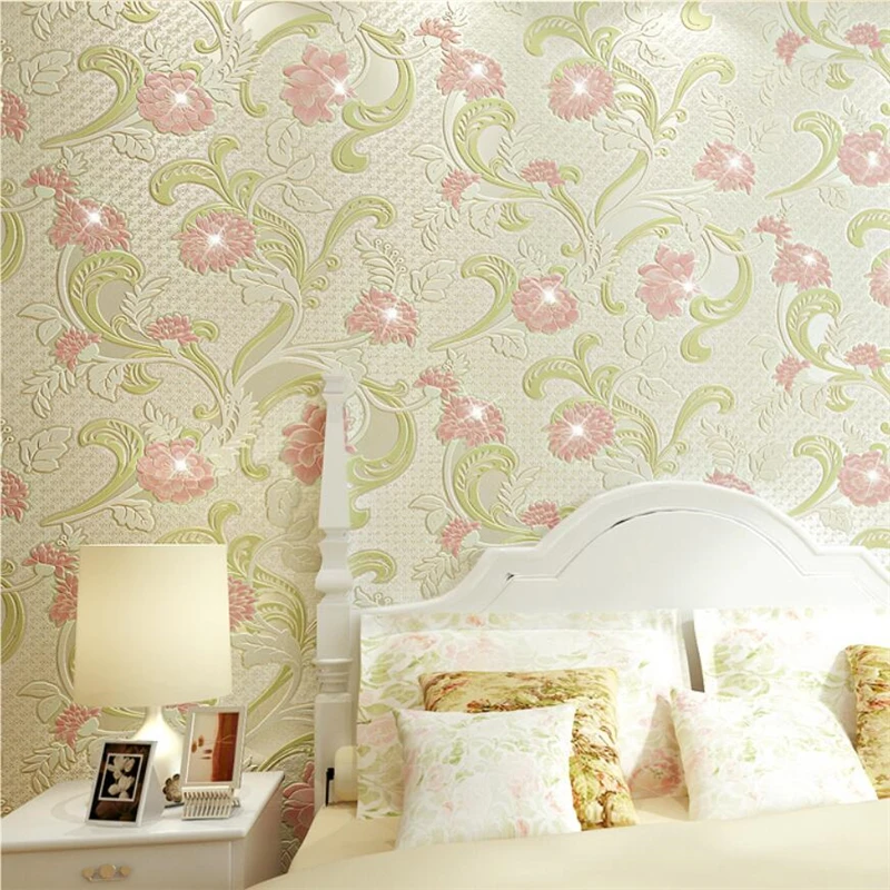 

beibehang Diamond Wallpaper Warm Pastoral Living Room Bedroom TV Background Wallpaper Diamond Wallpaper papel de parede