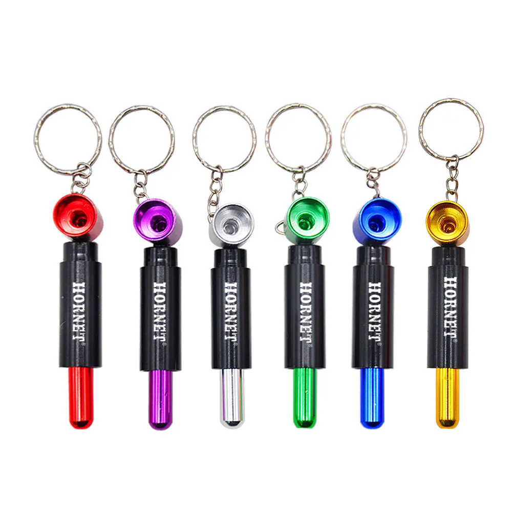 

HORNET Battery Style Mini Aluminum Smoking Weed Pipe 60MM Keychain Metal Tobacco Herb Pipes Hand Spoon Pipe Pocket Size