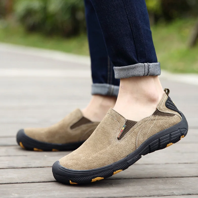 DESERT RAM Brand Non Slip Shoes Casual Shoes Genuine Leather Loafers Men Breathable Flats Men Waterproof Loafers Anti-Collision (13)