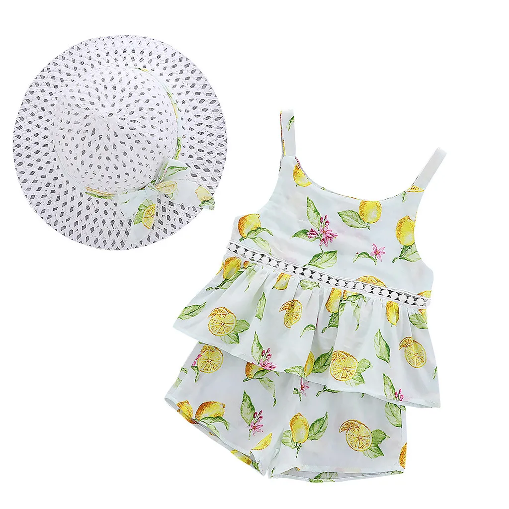 

Kids Clothes Set For Girls Cotton Baby Girl Set Clothes Summer Casual Two pieces Ruched Tops Princess Children Outfits k515