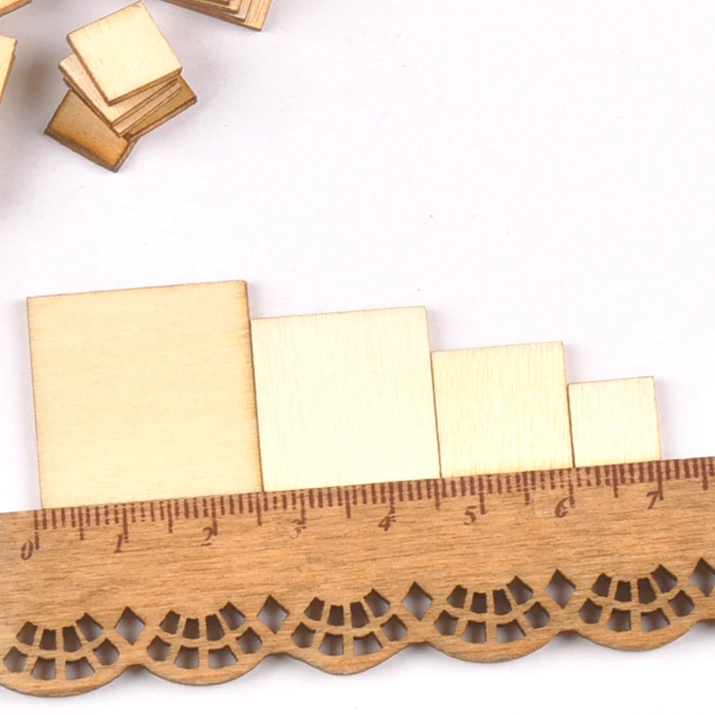 100 шт деревянные поделки четыре квадратные части Скрапбукинг ремесла деревянные украшения для украшения дома 10-25 мм m2133