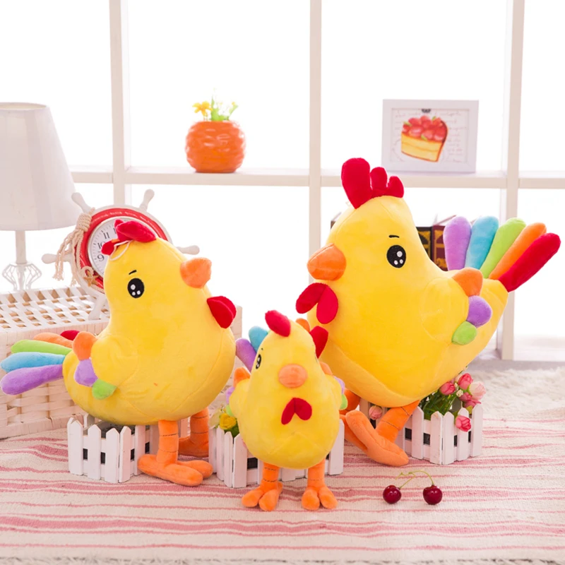 

25/35/45cm Super Cute Rainbow Color Chicken Stuffed Cartoon Animal Soft Plush Toys Lovely Doll Creative Birthday Christmas Gifts