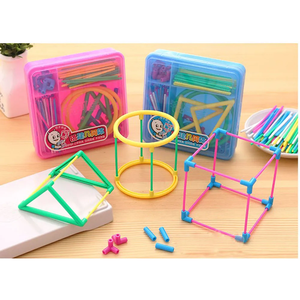 

1 set Primary Mathematics Educational Tools DIY ABS Solid Geometry Model (color random)