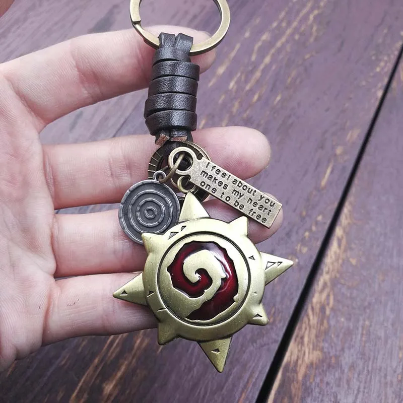 Брелок с логотипом Hearthstone кожаные брелки винтажный автомобильный брелок из