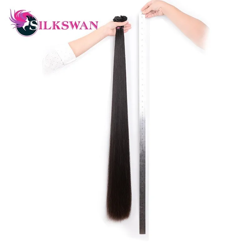 Silkswan Straight 10-30 Inch Human Hair Extensions 100% Remy Hair 30 32 34 36 38 40 42 50 Inch Brazilian Hair Weave Bundles