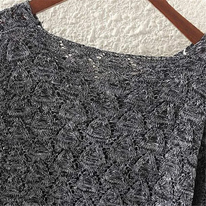 HOT sell sweaters fashion 2018 women high quality Hollow Out Bat Long Sleeve Loose V Collar Sweater invierno mujer A29#N (2)