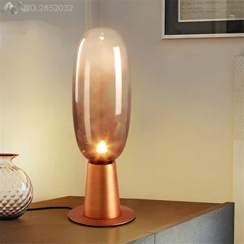 

JW_American Creative Glass Ball Table Lights Iron Desk Lamps Living Room Bedroom Bedside Office Indoor Home Lighting Fixtures