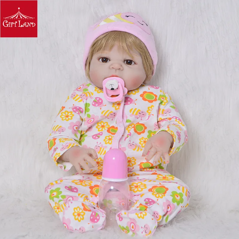 

23inch Reborn Baby Doll Real Bonecas Bebe Reborn Fashion Doll Children Christmas Gift Corpo De Silicone Inteiro Realista Lucky