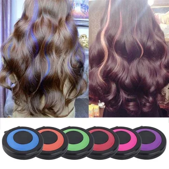 

Hot 6pcs/set Temporary Hair Dye Powder Cake Hair Color Crayons Styling Hair Chalk Set Non-toxic Salon Tools Kit for Party