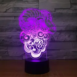 2018 Новый Личность Night Light Цвет ful сенсорный пульт дистанционного Управление 3d светильники Прекрасный 7 Цвет изменить 3D лампа