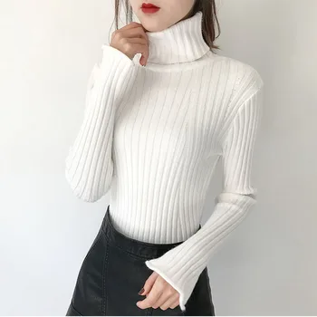 

Autumn Winter Sweater Women O Neck Pullover Knit Turtleneck Sweater Large Size Loose Women Tops Bottom Sweater new Female Jumper