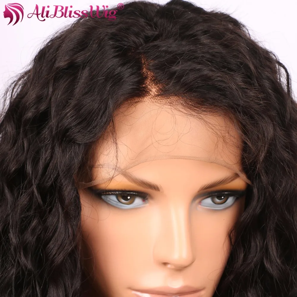 AliBlissWig Curly 360 Lace Frontal Wig Lightly Bleached Knots 150% Density Natural Color Brazilian Remy 100% Human Hair Sew In  (5)