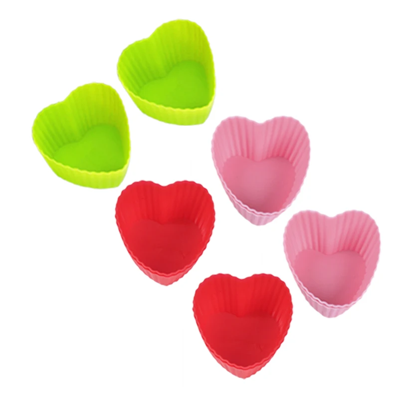Cupcake Liners Mold 7CM 12pcs Muffin heart shape Silicone Cup Cake Tool