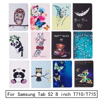 

Tab S2 8 inch Case Panda owl Pattern Cover For Samsung Galaxy Tab S2 8.0 T710 T715 T713 T719 Case Funda Tablet PU Leather Shell