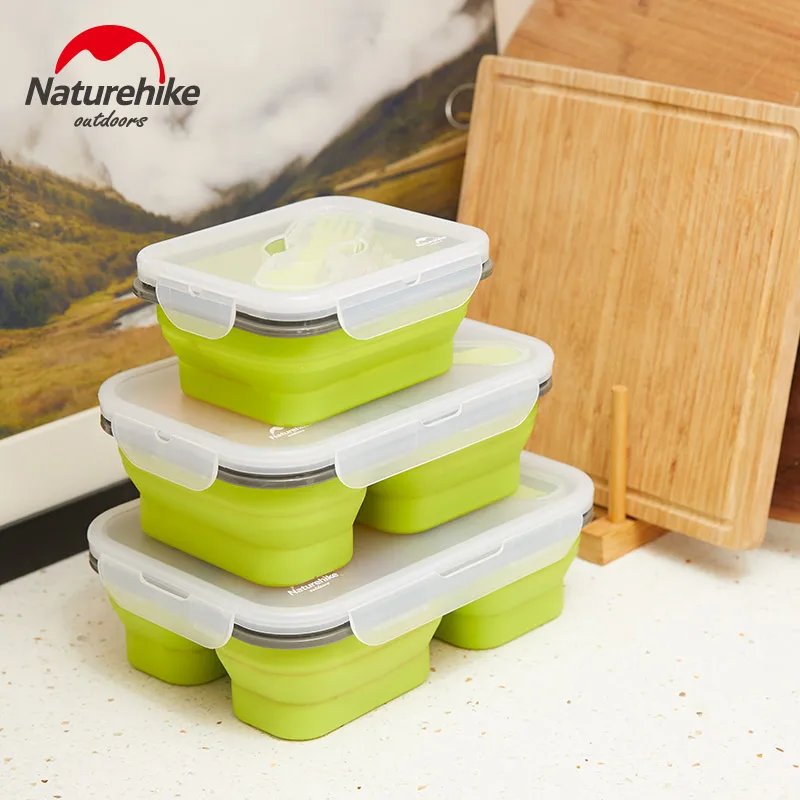 NatureHike de silicona plegable caja de almuerzo de ahorro de espacio la cena de alimentos sello contenedor de Picnic al aire libre caja de excursión el acampar que viaja