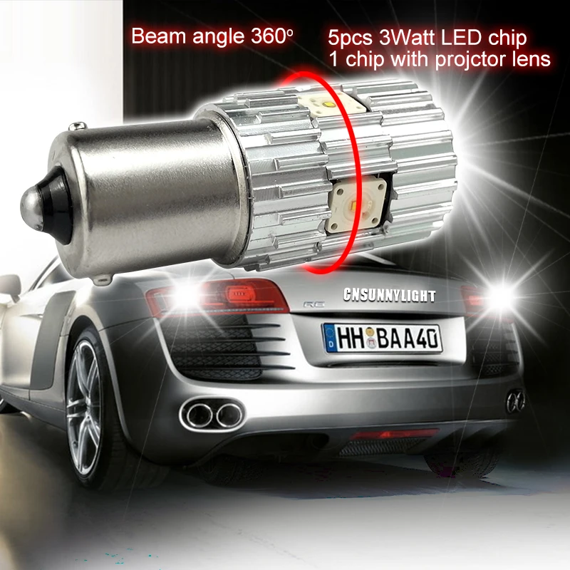 CNSUNNYLIGHT 2pcs 1156 LED BA15S P21W BAU15S PY21W S25 5Osram Chips 6000K White DRL Car Tail Fog Bulbs Brake Light Reverse Lamp (9)