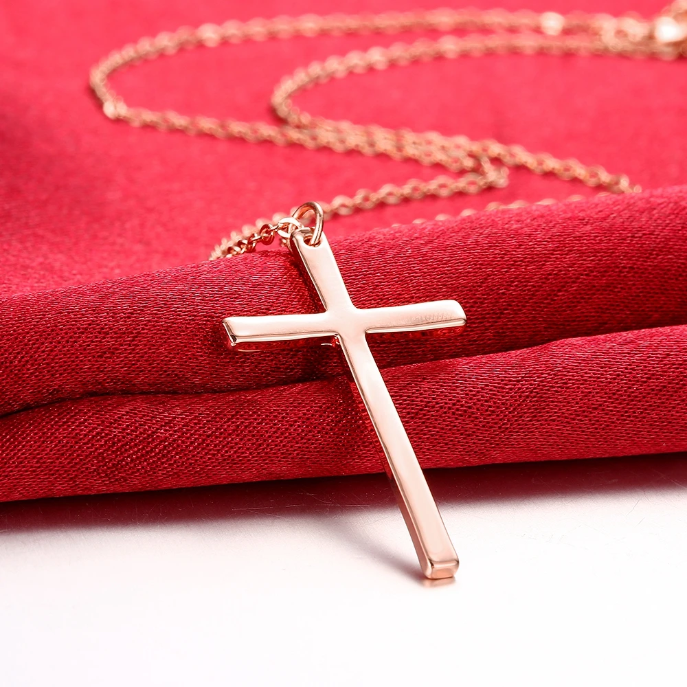 

INALIS Jesus Cross Necklaces&Pendants For Men Stainless Steel Rose Gold Colour Male Pendant Necklaces Prayer Jewelry