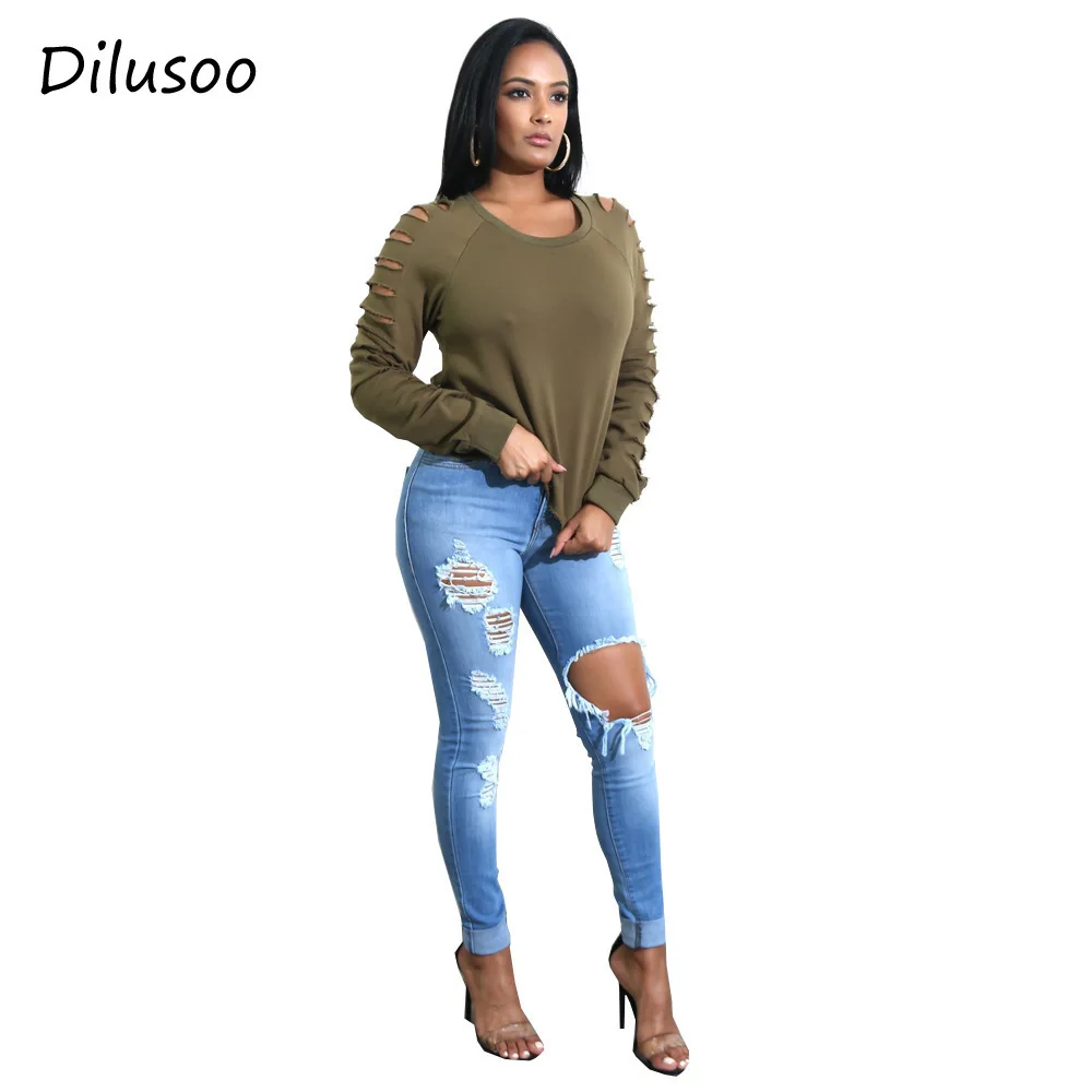 

Dilusoo Women Europe Jeans Pants Elastic Holes Vintage Trousers Pencil Pants Casual Denim Jeans Plus Size Lady 4 Season Pants