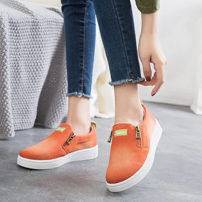 

Women Casual Shoes Summer Sneakers Denim Women Trainers Zipper Tenis Feminino