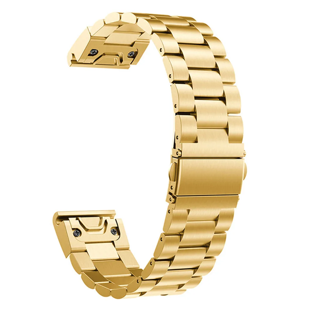 Ремешок для часов из нержавеющей стали для Garmin Fenix 5X 5x Plus для Garmin Fenix 3 3 HR 26 мм металлический сменный смарт-браслет - Цвет ремешка: gold