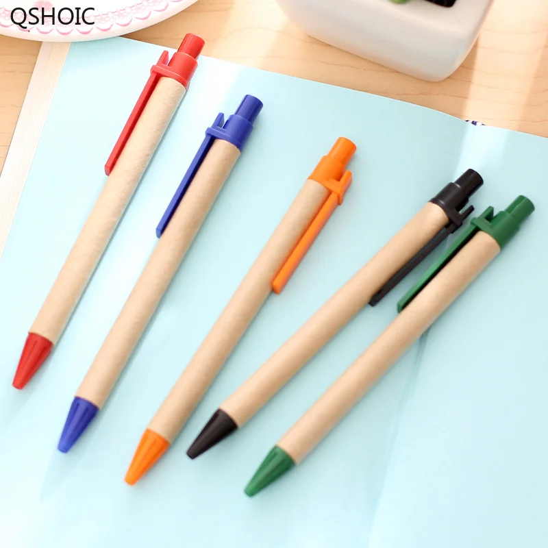 QSHOIC 500 шт/партия m ручка из переработанной бумаги трубка из крафтовой бумаги пользовательский шар с логотипом-точечная ручка переработанная бумага рекламная ручка