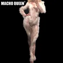 Хрустальные стразы, пушистый комбинезон, Драг, королева, грация, костюмы, женская одежда для знаменитостей, наряд на день рождения, одежда для сценического танца, сценические певцы