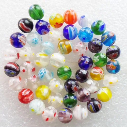 

2Strands 8mm Multi-color Millefiori glass Round Ball loose bead 15.5 inch Popular Free Shipping! (Min.order 10$ mix)